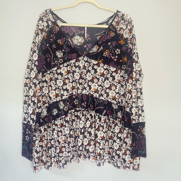 Free People Isabelle Floral Ruffle Print Tunic Small - Picture 3 of 8